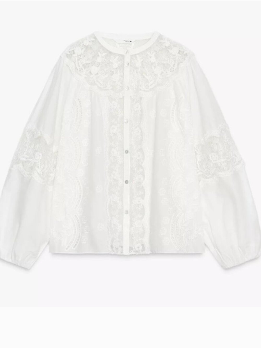 ZARA ZW COLLECTION EMBROIDERED SHIRT Zara White Floral Lace Blouse NWT - Picture 7 of 10